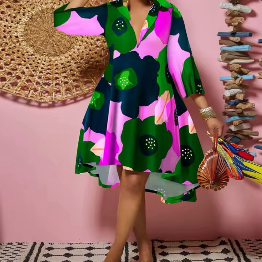 Floral shirt dress